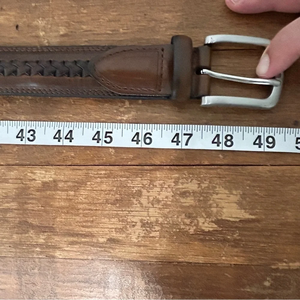 Brown Leather Center Braided Unbranded Belt‎